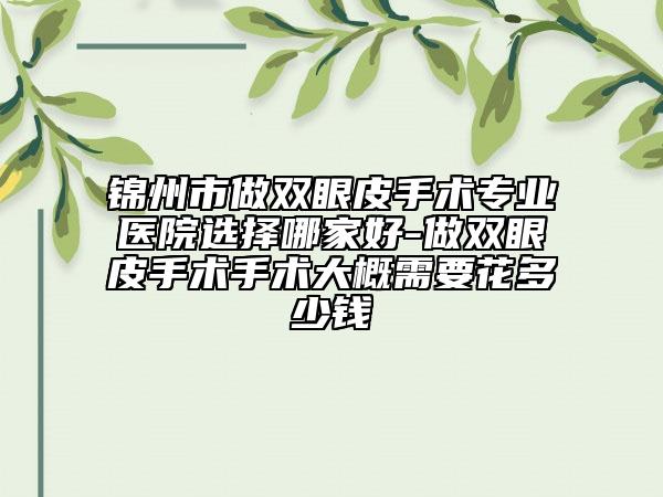锦州市做双眼皮手术专业医院选择哪家好-做双眼皮手术手术大概需要花多少钱