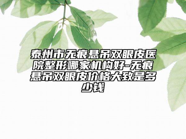 泰州市无痕悬吊双眼皮医院整形哪家机构好-无痕悬吊双眼皮价格大致是多少钱