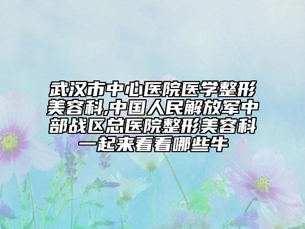 武汉市中心医院医学整形美容科,中国人民解放军中部战区总医院整形美容科一起来看看哪些牛
