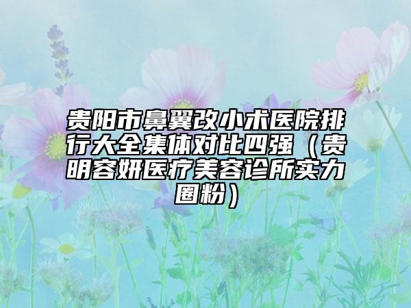 贵阳市鼻翼改小术医院排行大全集体对比四强（贵明容妍医疗美容诊所实力圈粉）