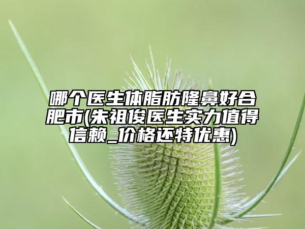 哪个医生体脂肪隆鼻好合肥市(朱祖俊医生实力值得信赖_价格还特优惠)