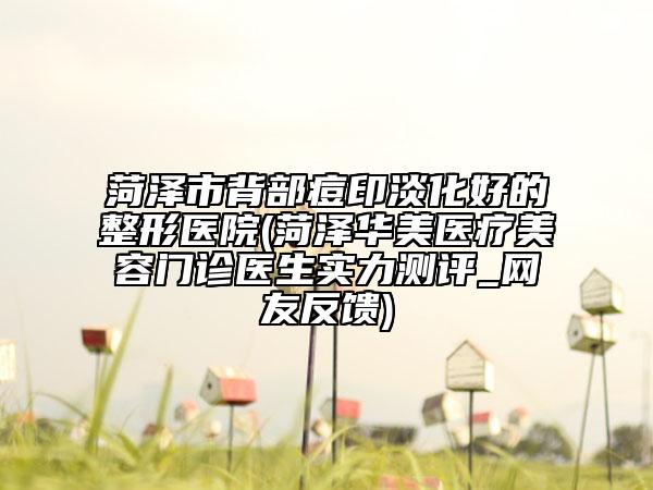 菏泽市背部痘印淡化好的整形医院(菏泽华美医疗美容门诊医生实力测评_网友反馈)