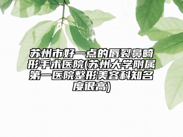 苏州市好一点的唇裂鼻畸形手术医院(苏州大学附属第一医院整形美容科知名度很高)