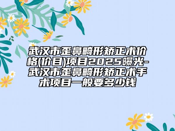 武汉市歪鼻畸形矫正术价格(价目)项目2025曝光-武汉市歪鼻畸形矫正术手术项目一般要多少钱