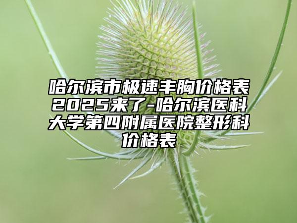 哈尔滨市极速丰胸价格表2025来了-哈尔滨医科大学第四附属医院整形科价格表