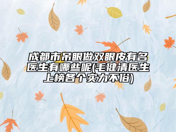 成都市吊眼做双眼皮有名医生有哪些呢(毛健清医生上榜各个实力不俗)