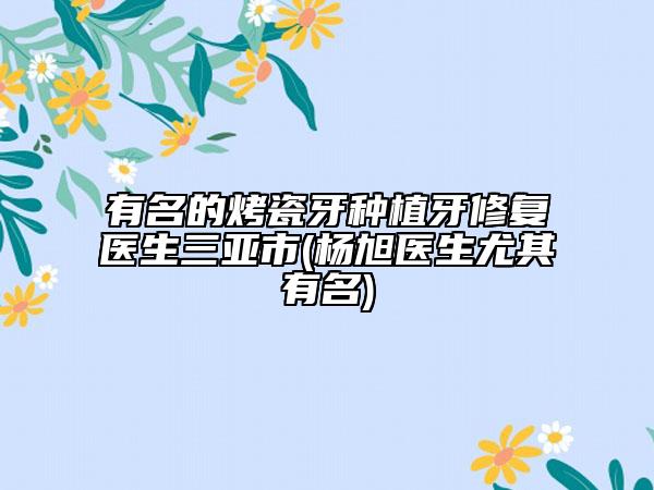 有名的烤瓷牙种植牙修复医生三亚市(杨旭医生尤其有名)