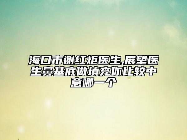 海口市谢红炬医生,展望医生鼻基底做填充你比较中意哪一个