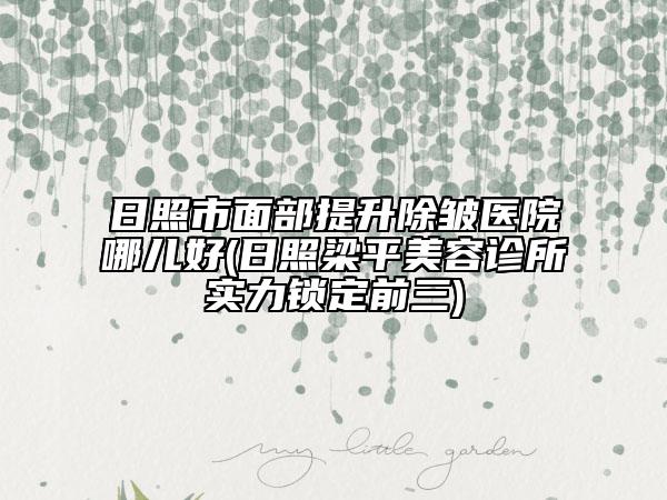 日照市面部提升除皱医院哪儿好(日照梁平美容诊所实力锁定前三)