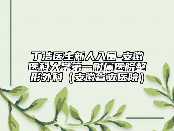 丁浩医生新人入围-安徽医科大学第一附属医院整形外科（安徽省立医院）